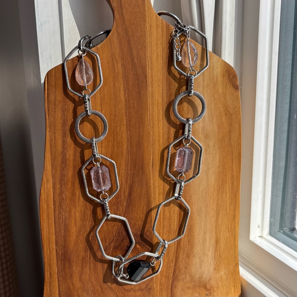Silver and Black Geometric Necklace